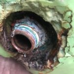 Corrosion damage from cylinder